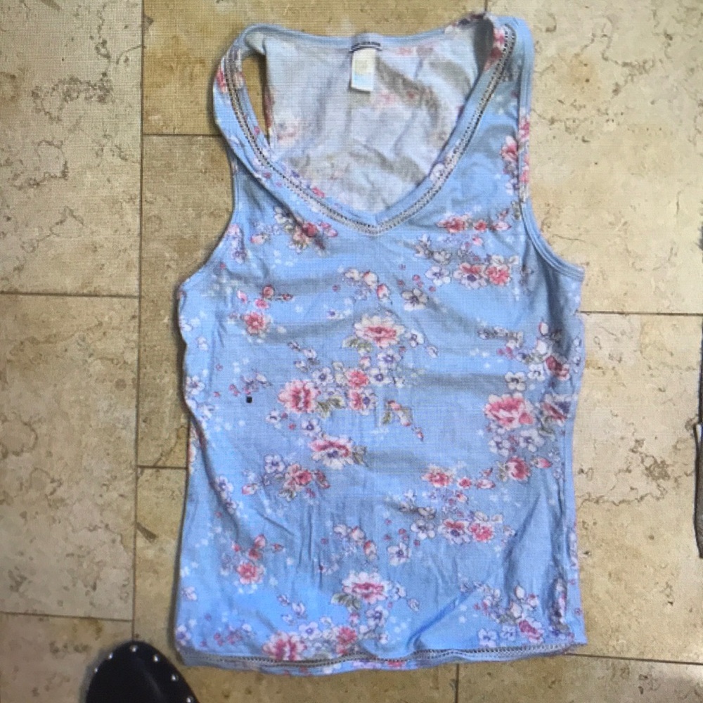 Floral Blue Tank Top